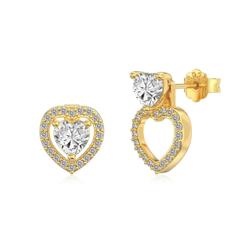 "Dancing Heart" S925 Sterling Silver Hollow Heart Earrings - Image 3
