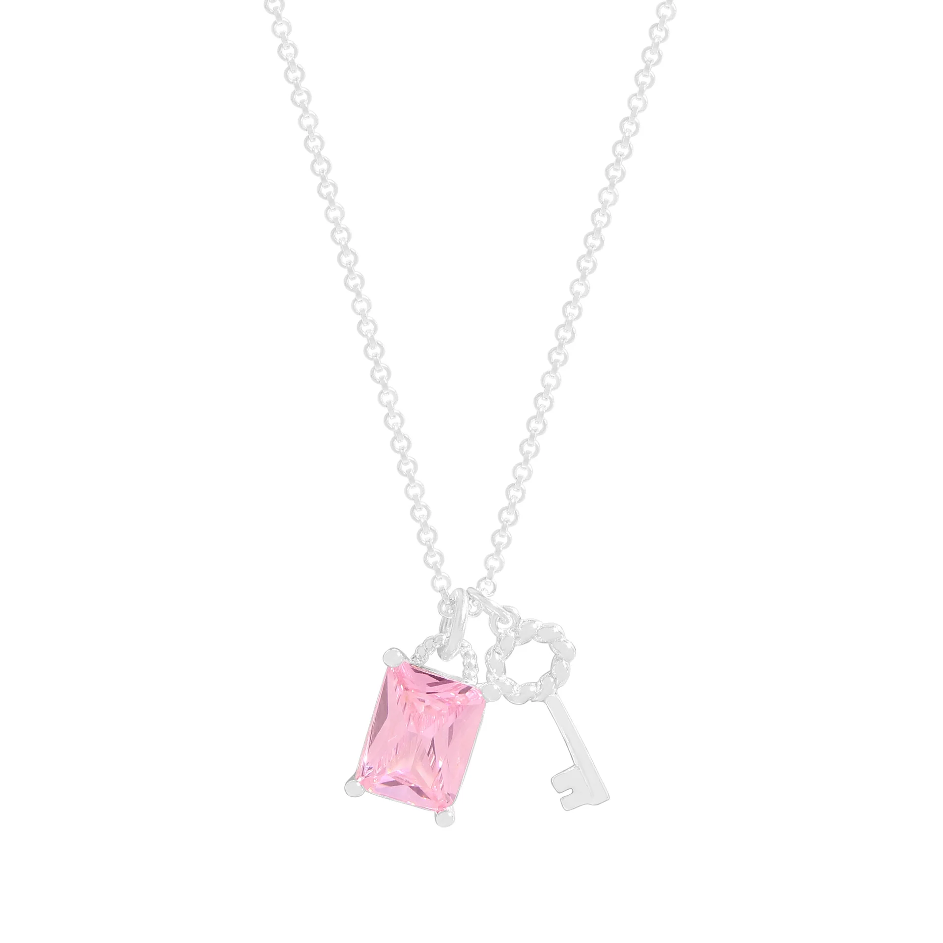 "Dawnlight Key" 925 Sterling Silver Crystal-Clear Key Necklace – Elegant & Gift-Ready - Image 2