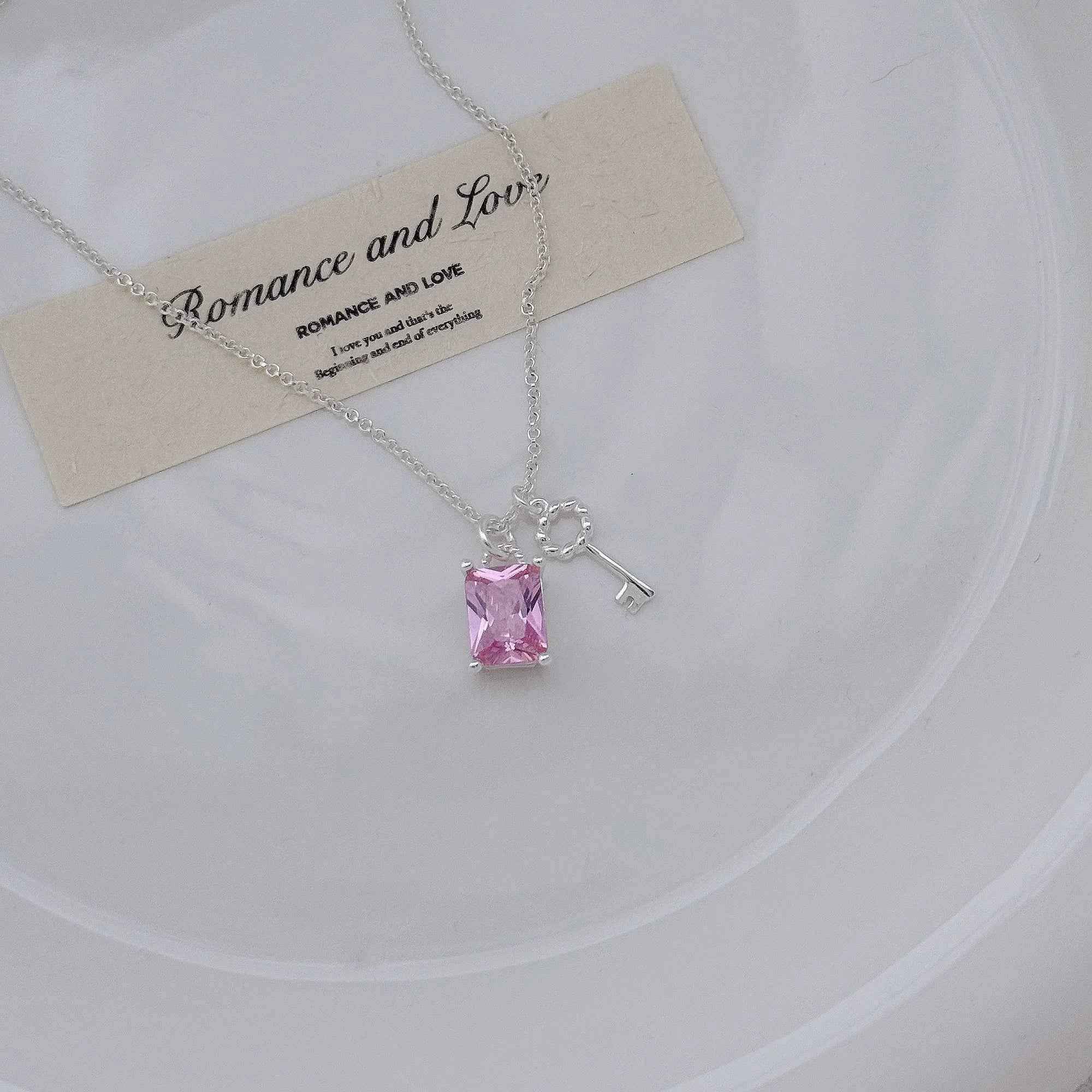 "Dawnlight Key" 925 Sterling Silver Crystal-Clear Key Necklace – Elegant & Gift-Ready - Image 6