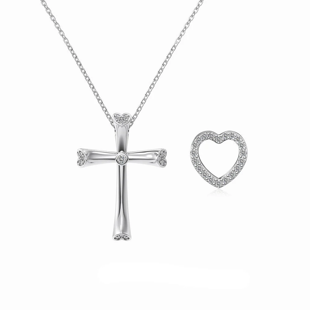 "Divine Heart" S925 Sterling Silver Dual Pendant Necklace - Image 5