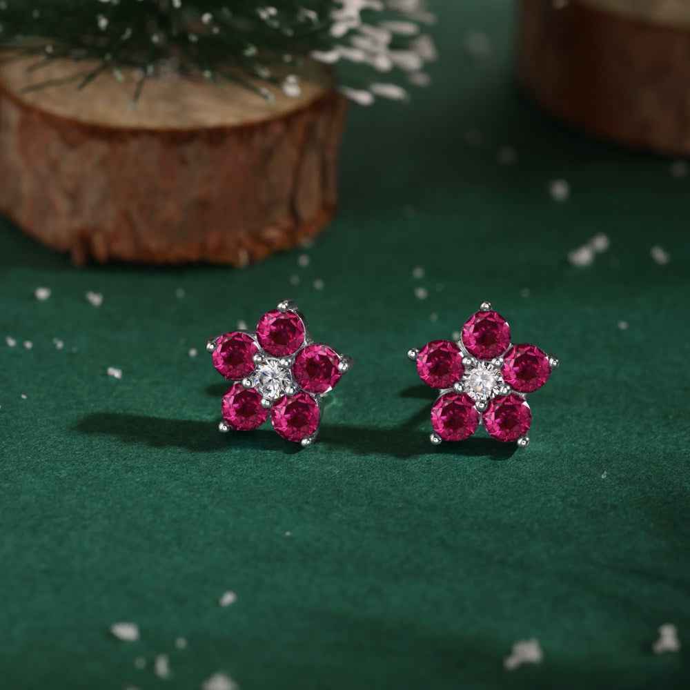 “Dopamine Blossom” S925 Sterling Silver Crystal Flower Stud Earrings - Image 10