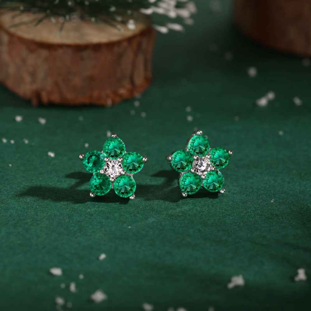 “Dopamine Blossom” S925 Sterling Silver Crystal Flower Stud Earrings - Image 11