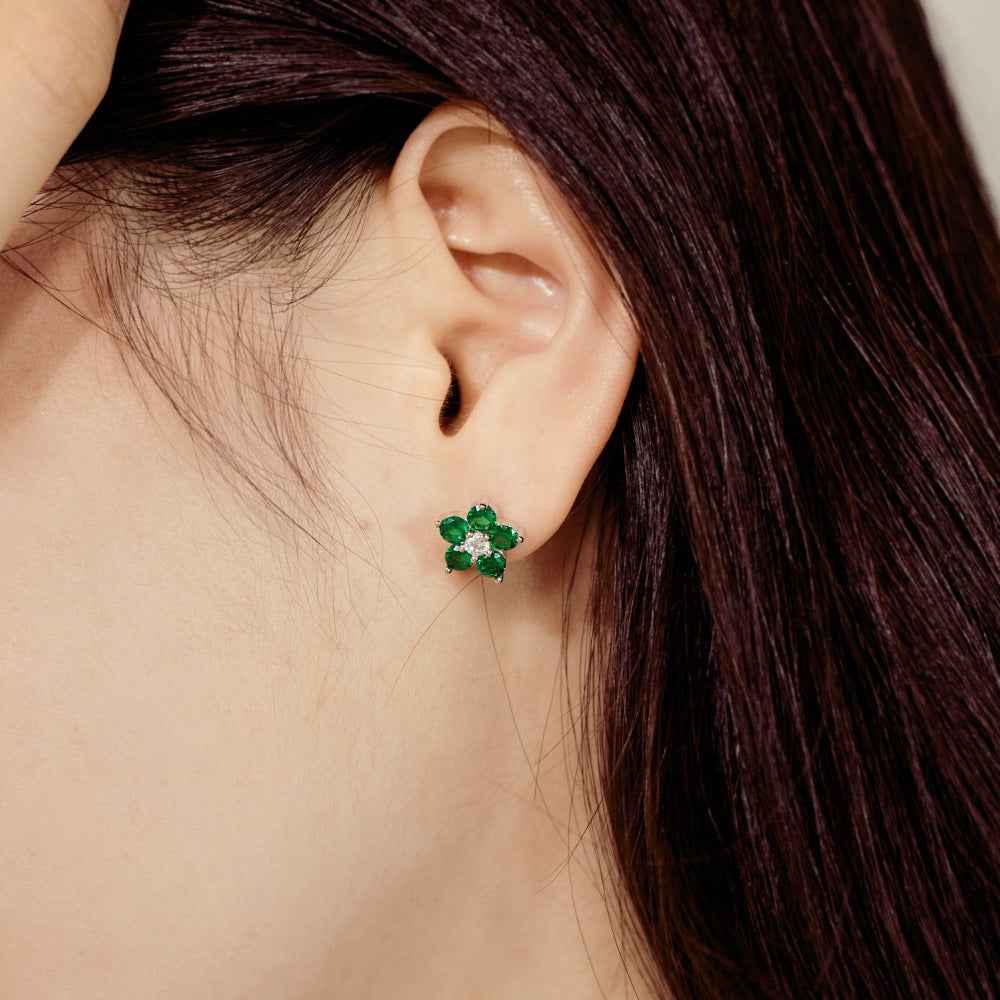 “Dopamine Blossom” S925 Sterling Silver Crystal Flower Stud Earrings - Image 2