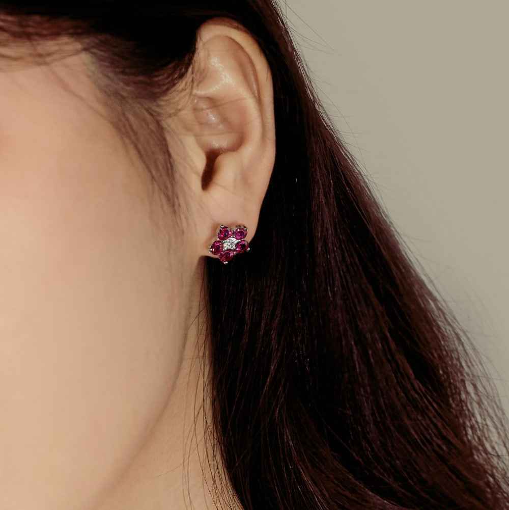 “Dopamine Blossom” S925 Sterling Silver Crystal Flower Stud Earrings - Image 4