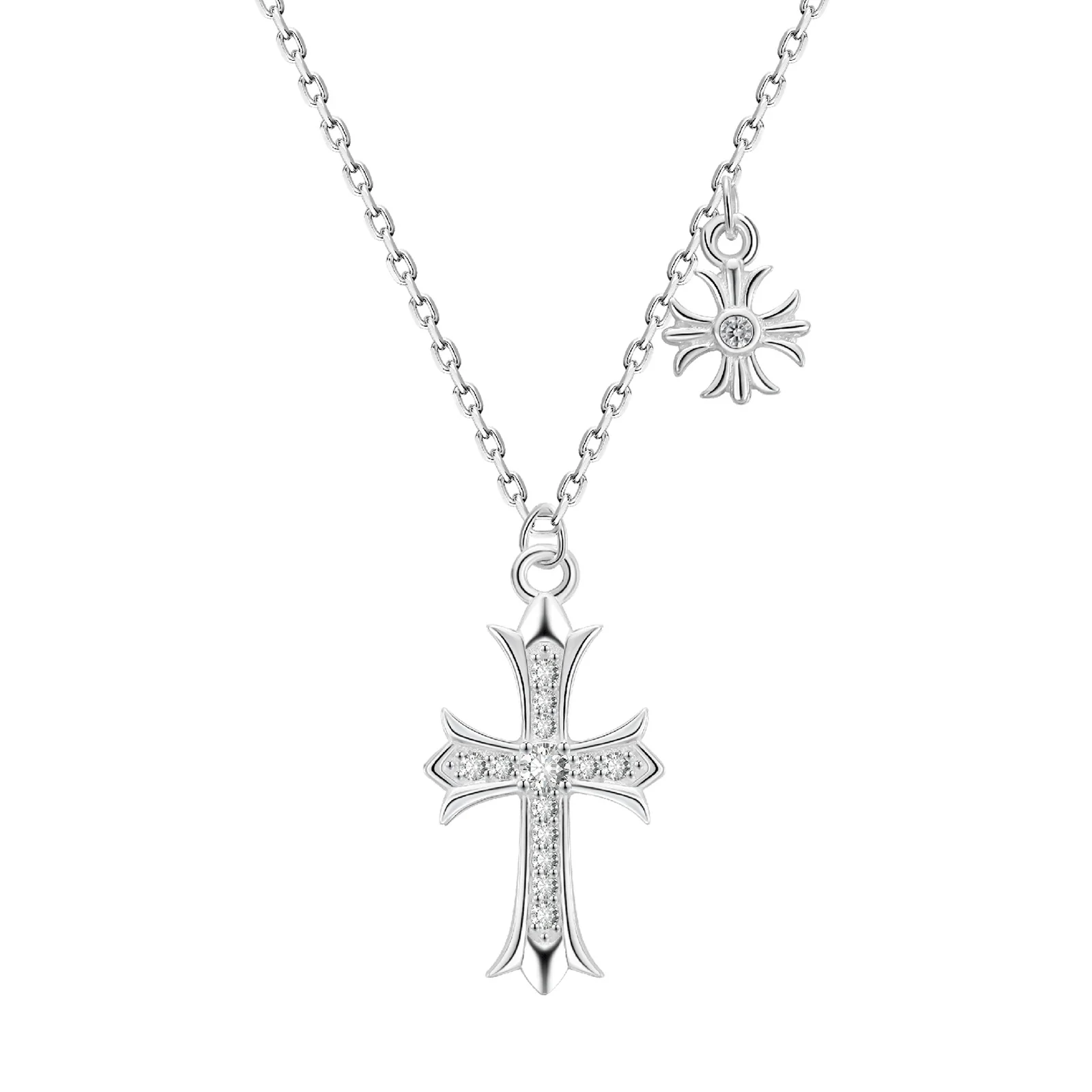"Double Cross" 999 Pure Silver Necklace – Sweet-Cool Statement