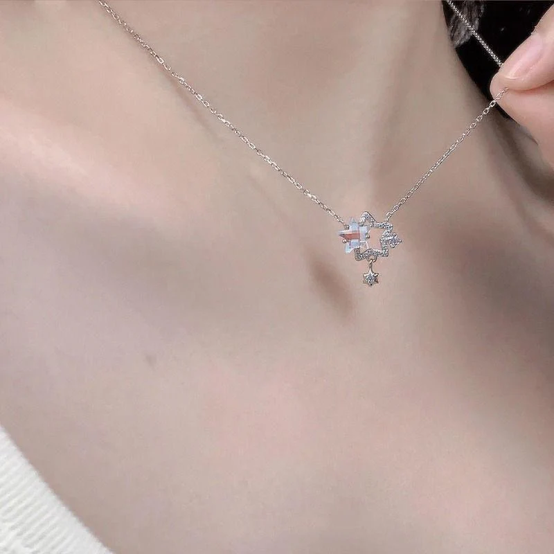 "Dreamy Constellation" 925 Sterling Silver Star & Moon Necklace – Celestial Elegance for Daily Wear - Image 2