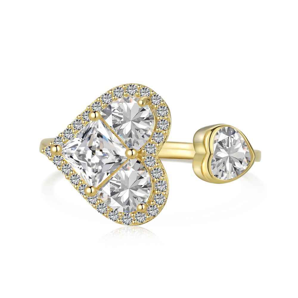 “Éclat Amour” S925 Sterling Silver Heart Pavé Ring - Image 4