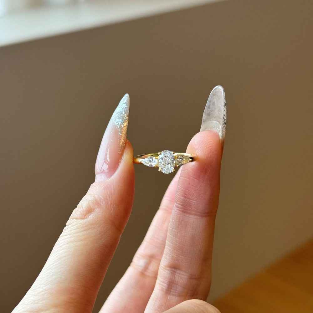“Éclat Trinity” S925 Sterling Silver Three-Stone Zircon Ring - Image 3