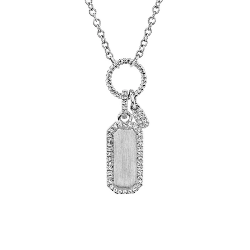 “Edge Atelier” 925 Sterling Silver Pavé Zirconia Tag Necklace - Image 4