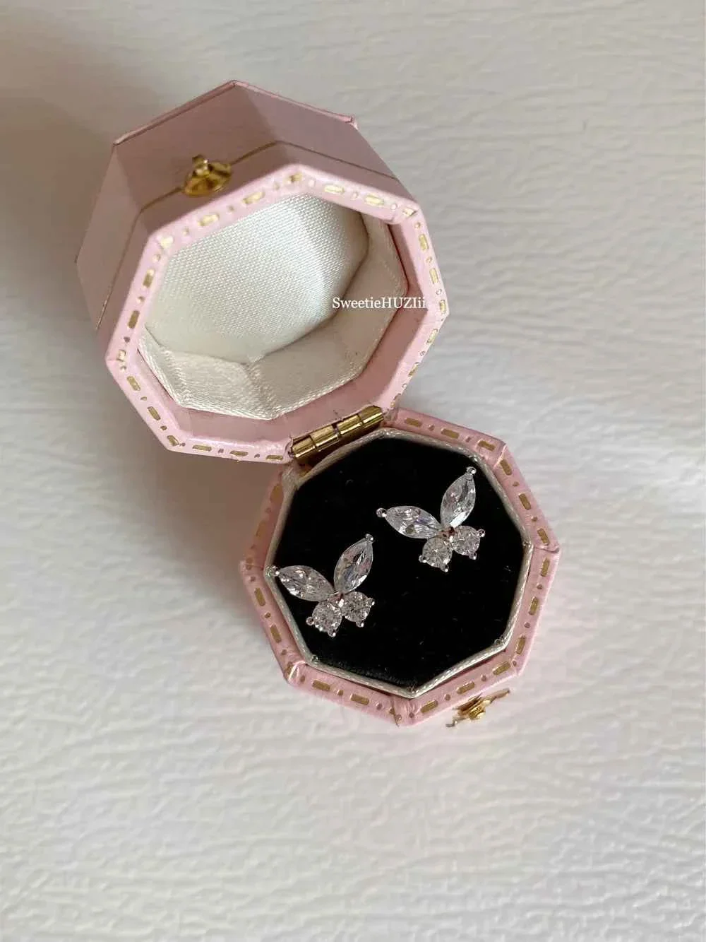 "Enchanted Forest Butterfly" 925 Sterling Silver Stud Earrings with Artificial Gems - Delicate, Natural, and Unique - Image 3