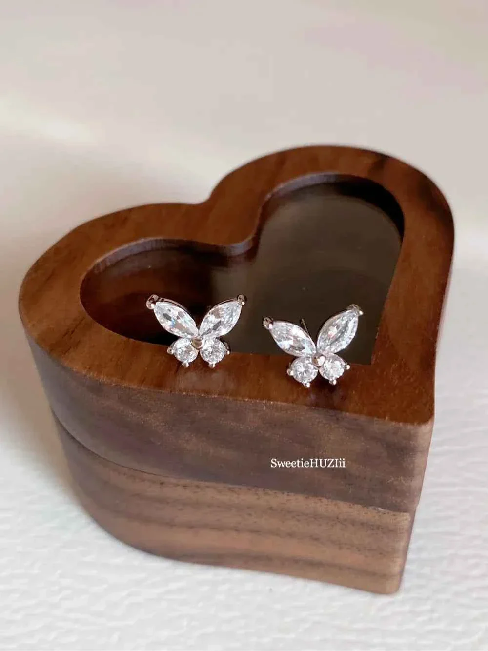 "Enchanted Forest Butterfly" 925 Sterling Silver Stud Earrings with Artificial Gems - Delicate, Natural, and Unique - Image 4