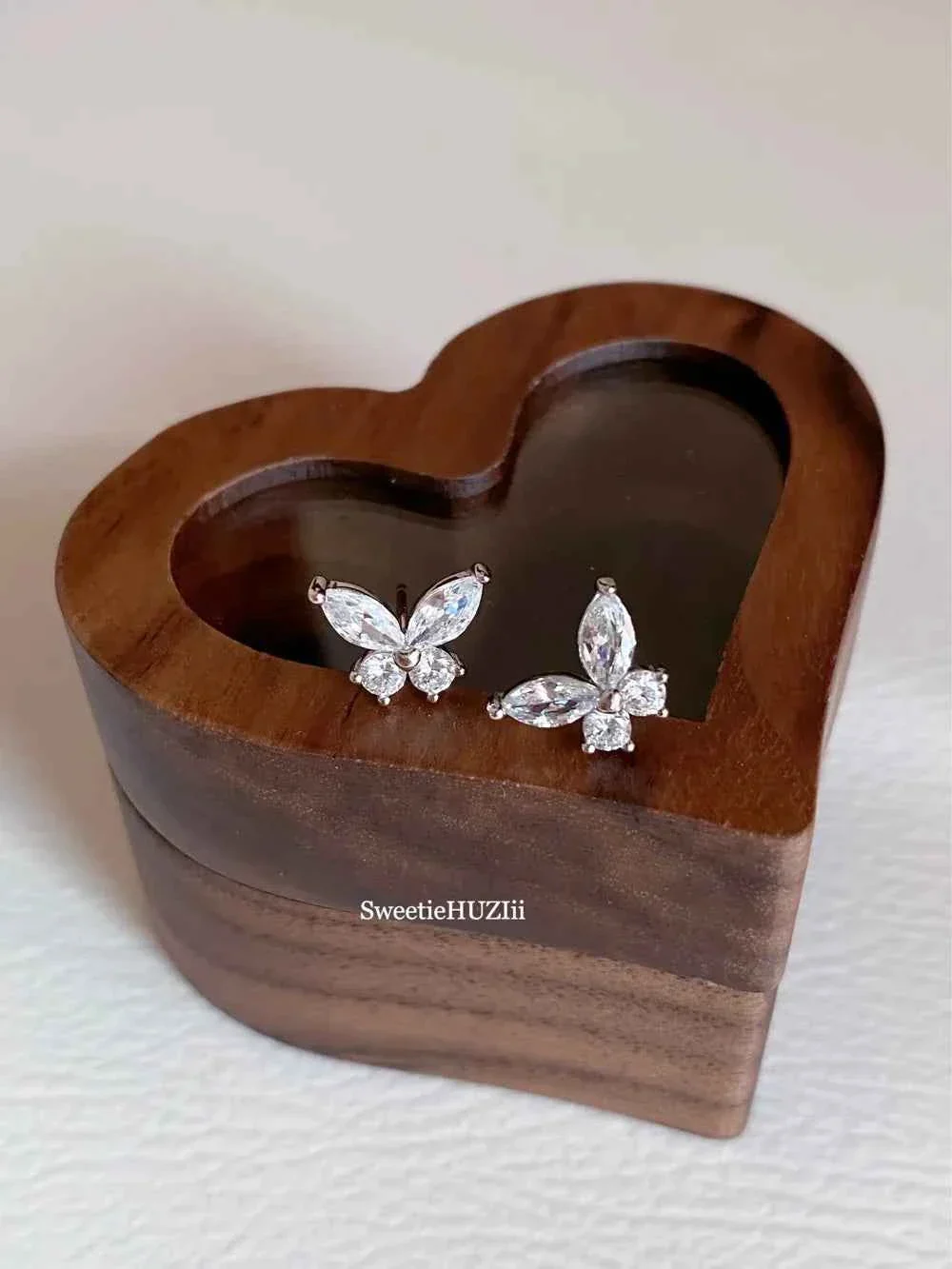 "Enchanted Forest Butterfly" 925 Sterling Silver Stud Earrings with Artificial Gems - Delicate, Natural, and Unique - Image 5