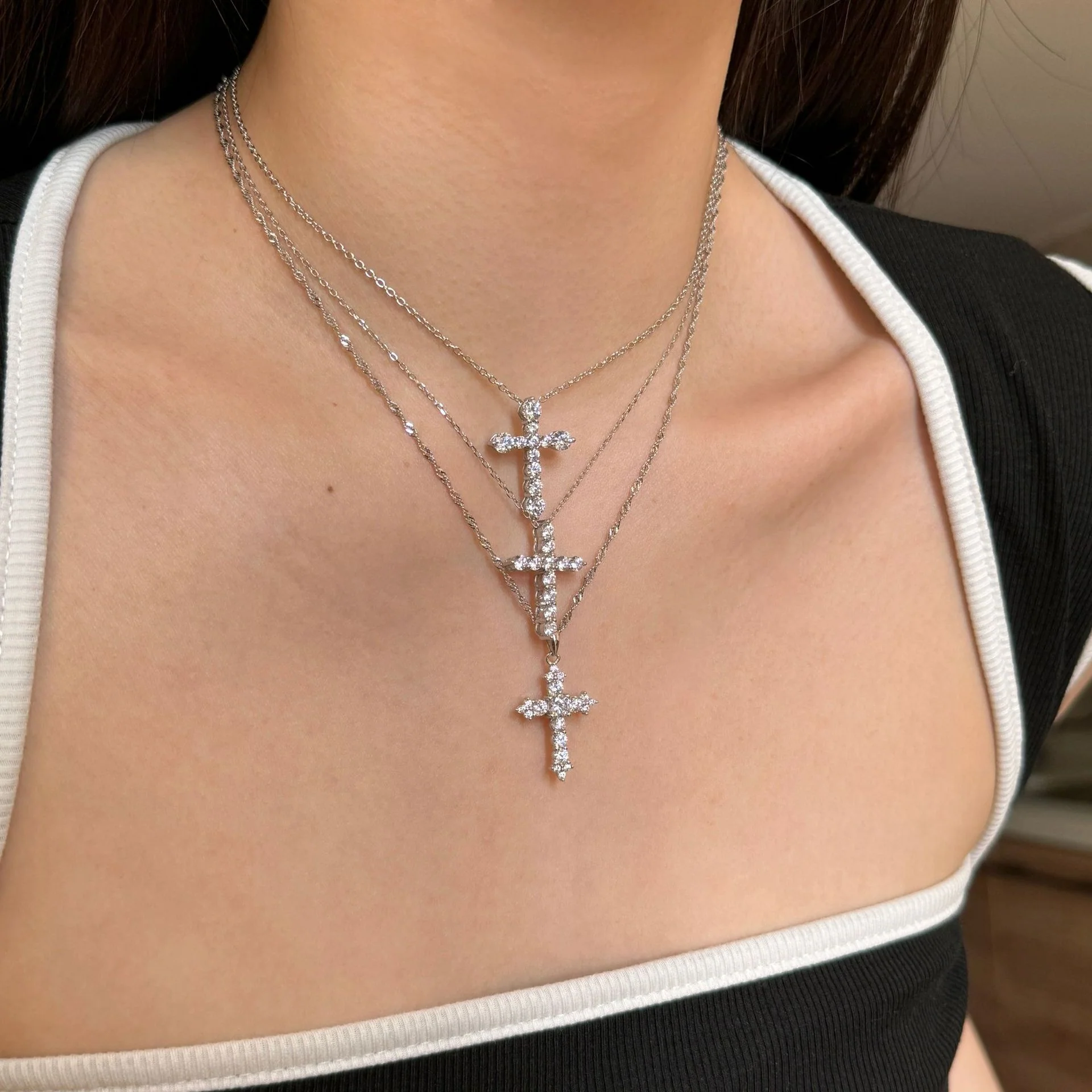Eternal Embrace Collection – S925 Silver Heart & Cross Geometric Pendant Necklaces - Image 4