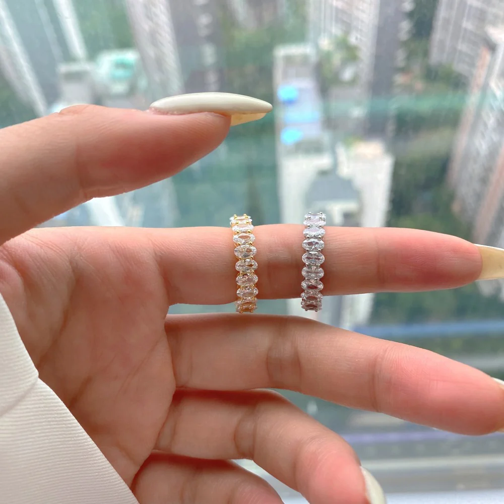 Eternal Glow – S925 Silver & Gold Oval Lace Ring with CZ Accent - Image 5