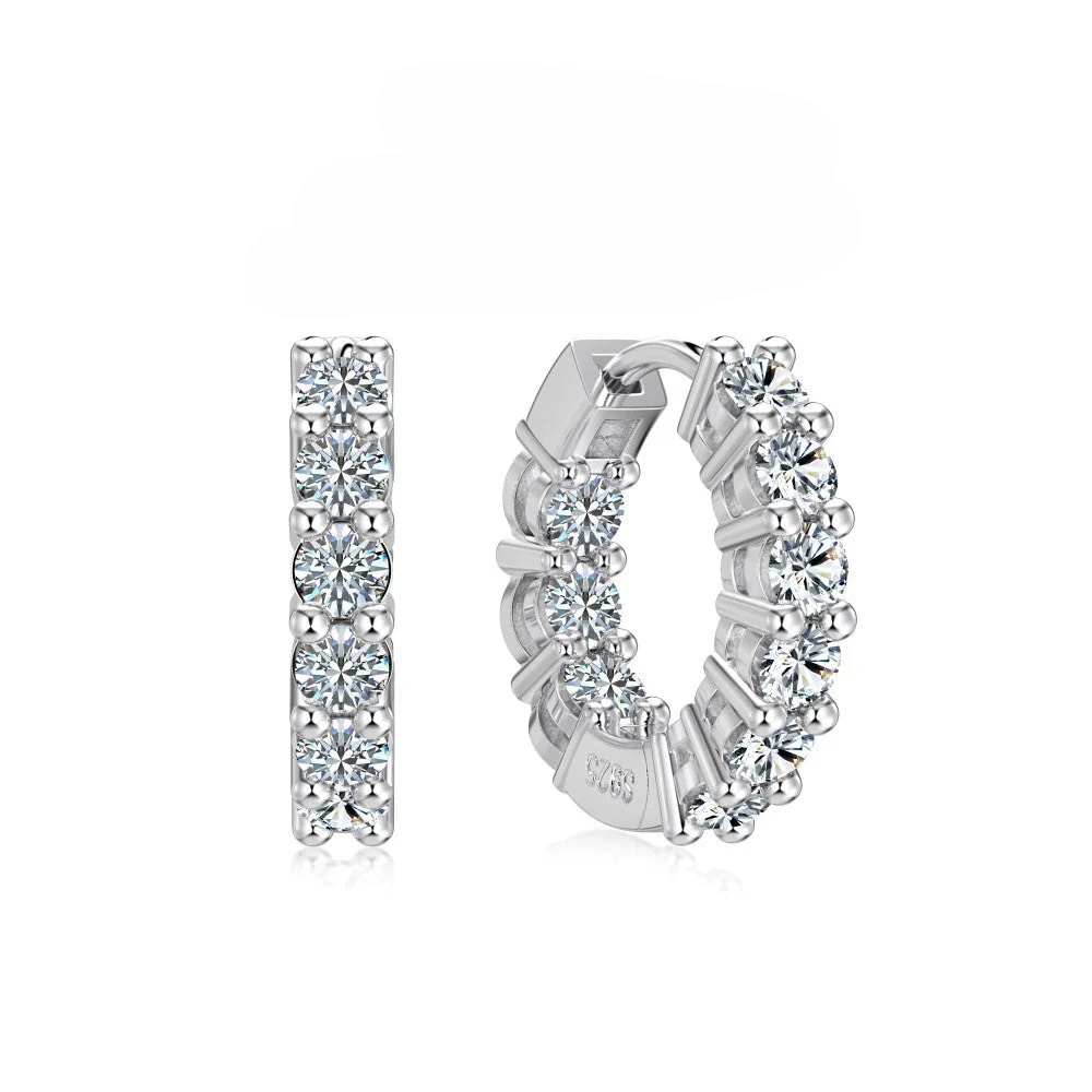 “Eternal Spark” 925 Sterling Silver 1.26CT Moissanite Pavé Hoop Earrings - Image 3