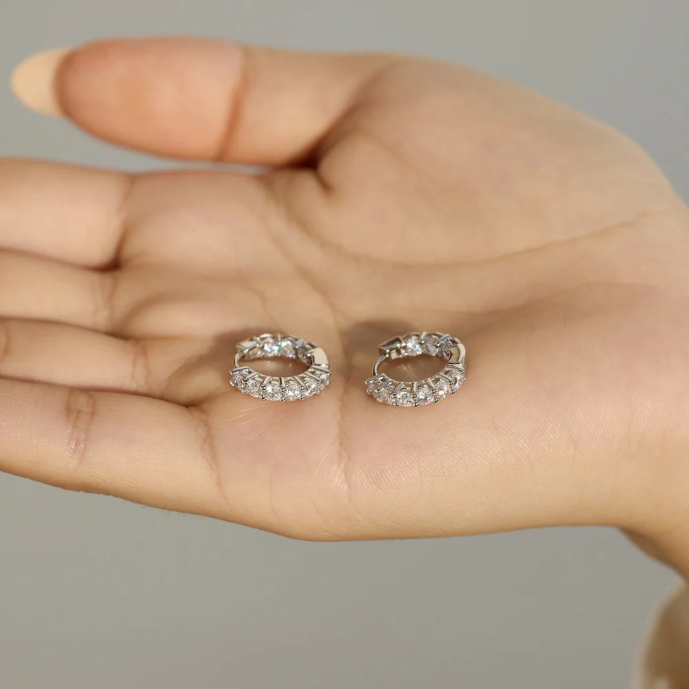 “Eternal Spark” 925 Sterling Silver 1.26CT Moissanite Pavé Hoop Earrings - Image 7