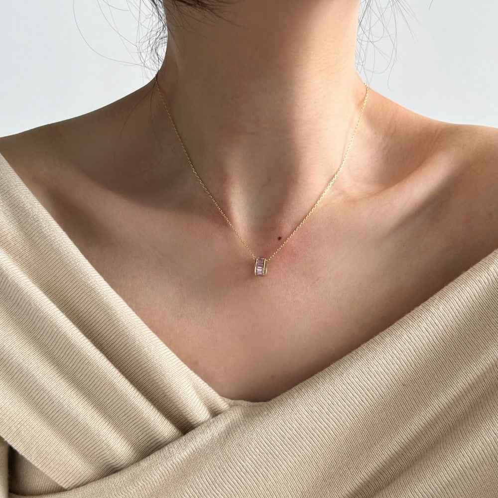 "Fairy Blush" 925 Sterling Silver Pink Zircon Pendant Necklace - Image 2