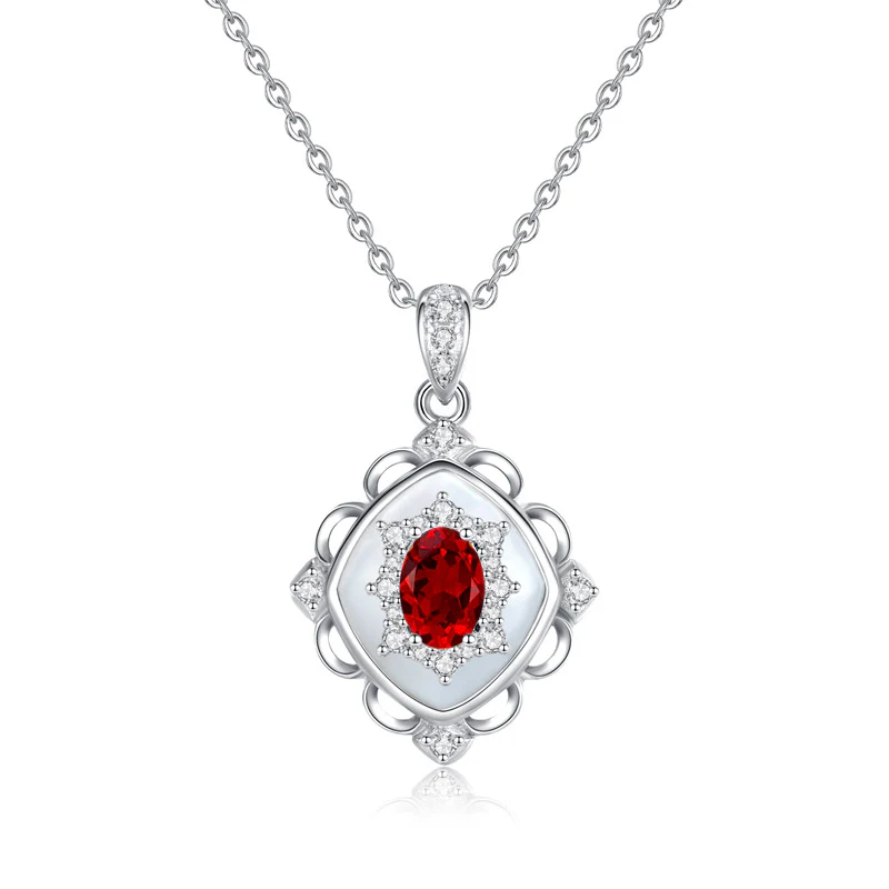 "Floating Light Palace" 925 Sterling Silver Retro Crystal Necklace with Mother-of-Pearl - Elegant and Regal - Image 10