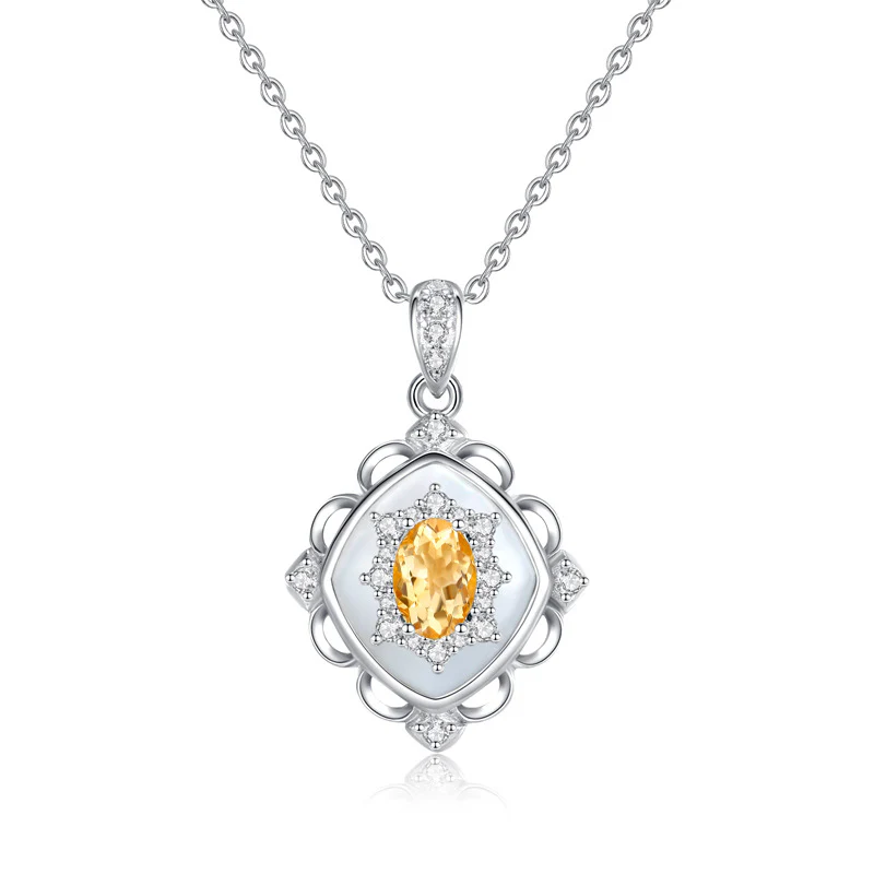"Floating Light Palace" 925 Sterling Silver Retro Crystal Necklace with Mother-of-Pearl - Elegant and Regal - Image 8