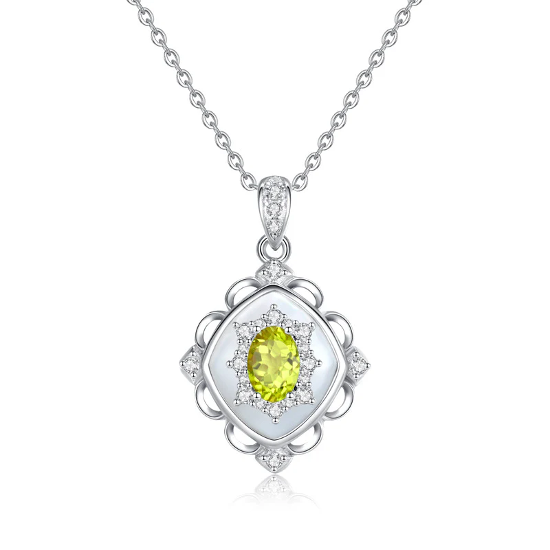 "Floating Light Palace" 925 Sterling Silver Retro Crystal Necklace with Mother-of-Pearl - Elegant and Regal - Image 9