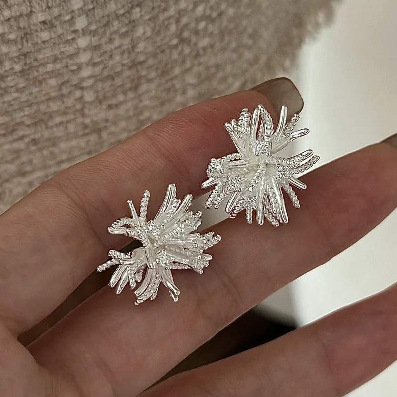 "Floral Cluster" 925 Sterling Silver Earrings - Image 4
