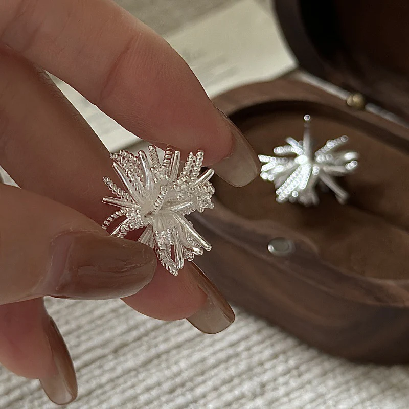 "Floral Cluster" 925 Sterling Silver Earrings - Image 5