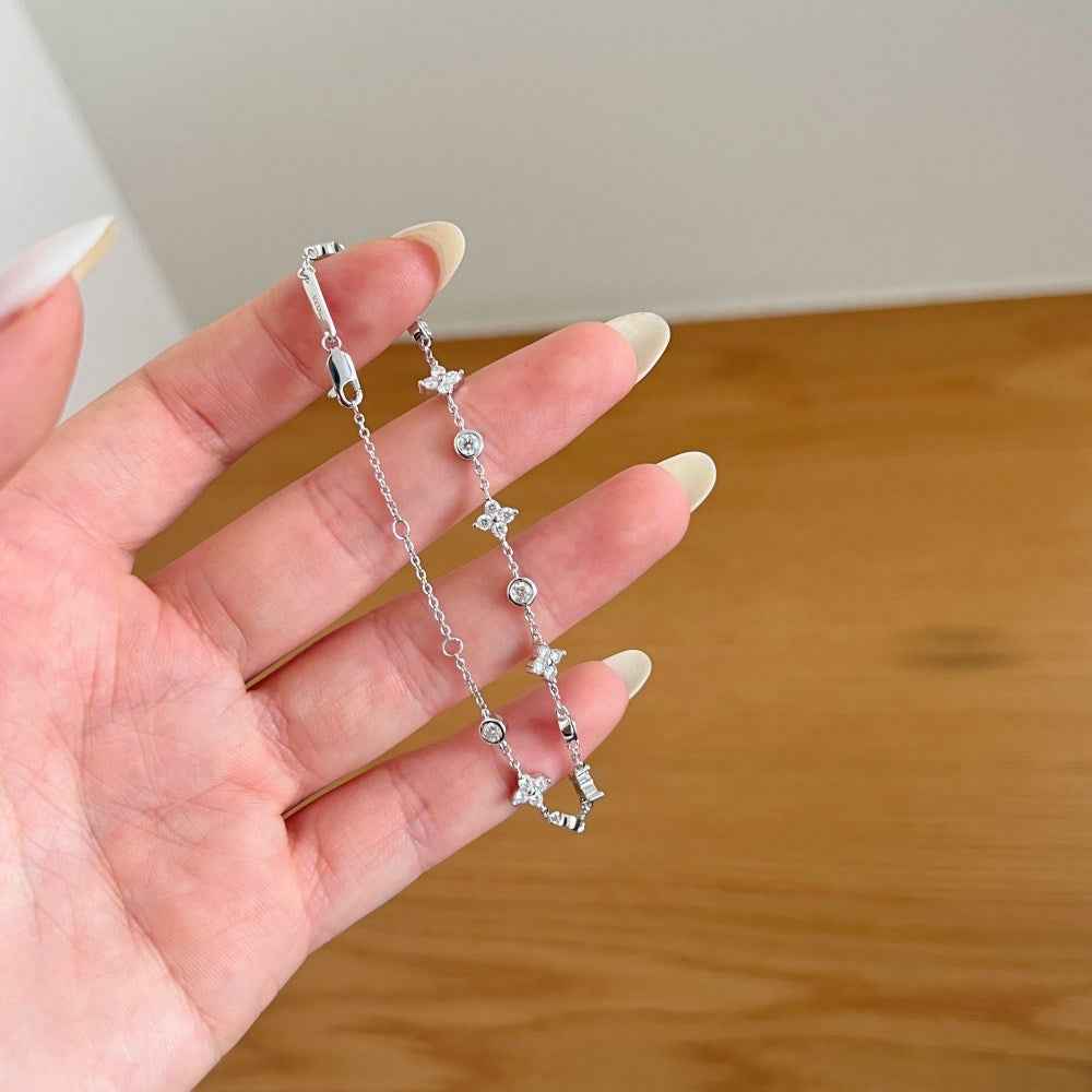 “Flutter Bloom” 925 Sterling Silver Clover & Butterfly Bracelet with Moissanite - Image 3