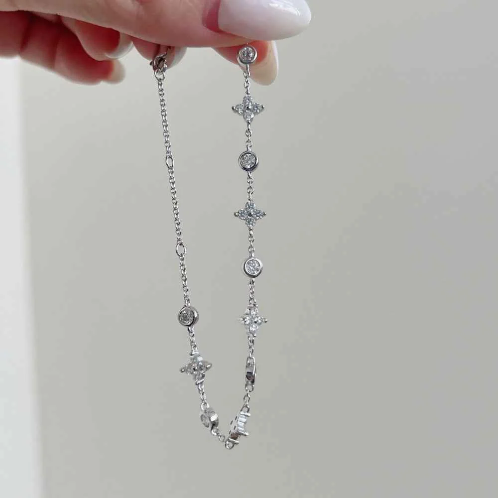 “Flutter Bloom” 925 Sterling Silver Clover & Butterfly Bracelet with Moissanite - Image 4