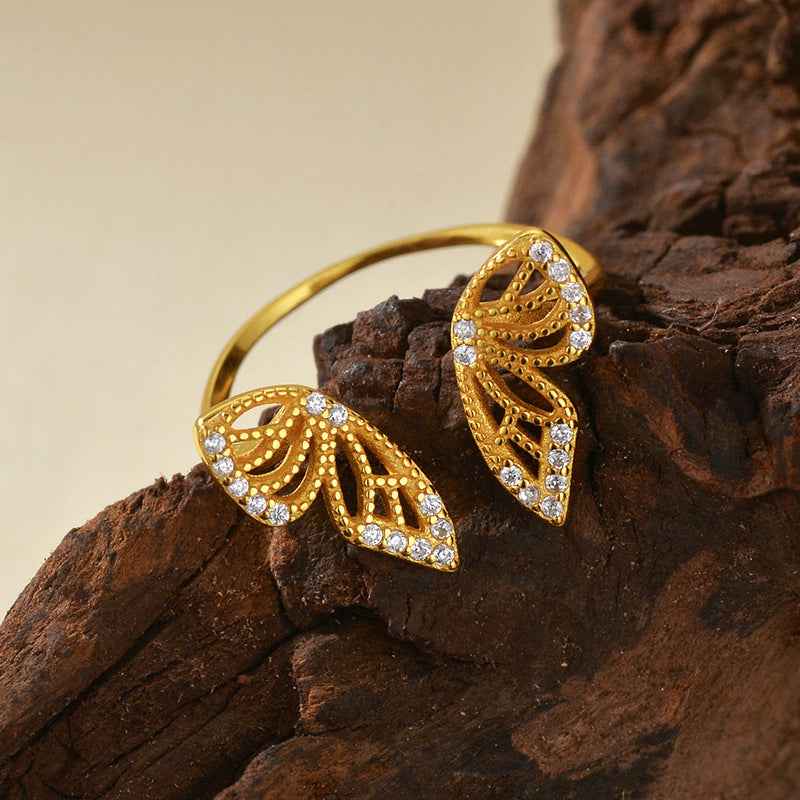 "Flutter Gleam" 925 Sterling Silver Pavé Butterfly Open Ring - Image 6