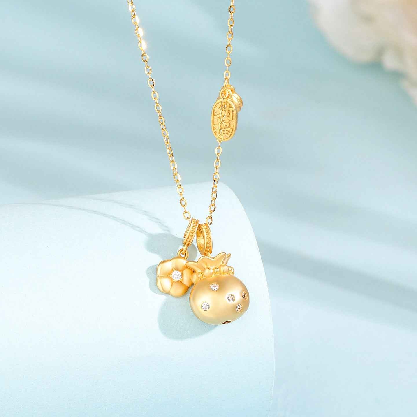 “Fortune Bloom” S925 Sterling Silver Lucky Pouch Necklace - Image 3