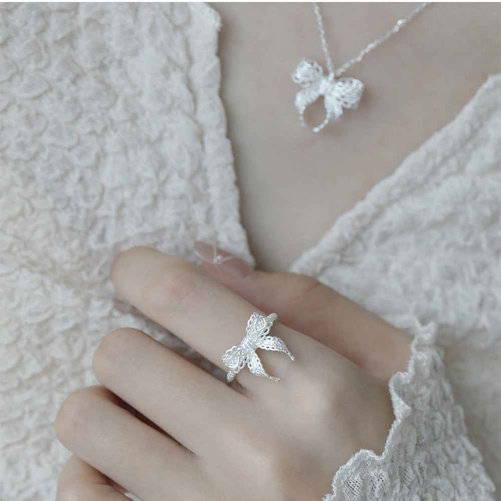 “French Bow” 925 Sterling Silver Jewelry Set — Original Design - Image 2