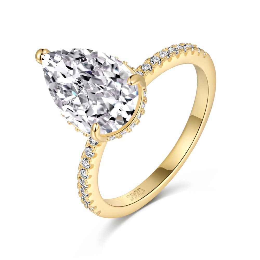 “Frosted Tear” 925 Sterling Silver Ice-Cut Pear Ring
