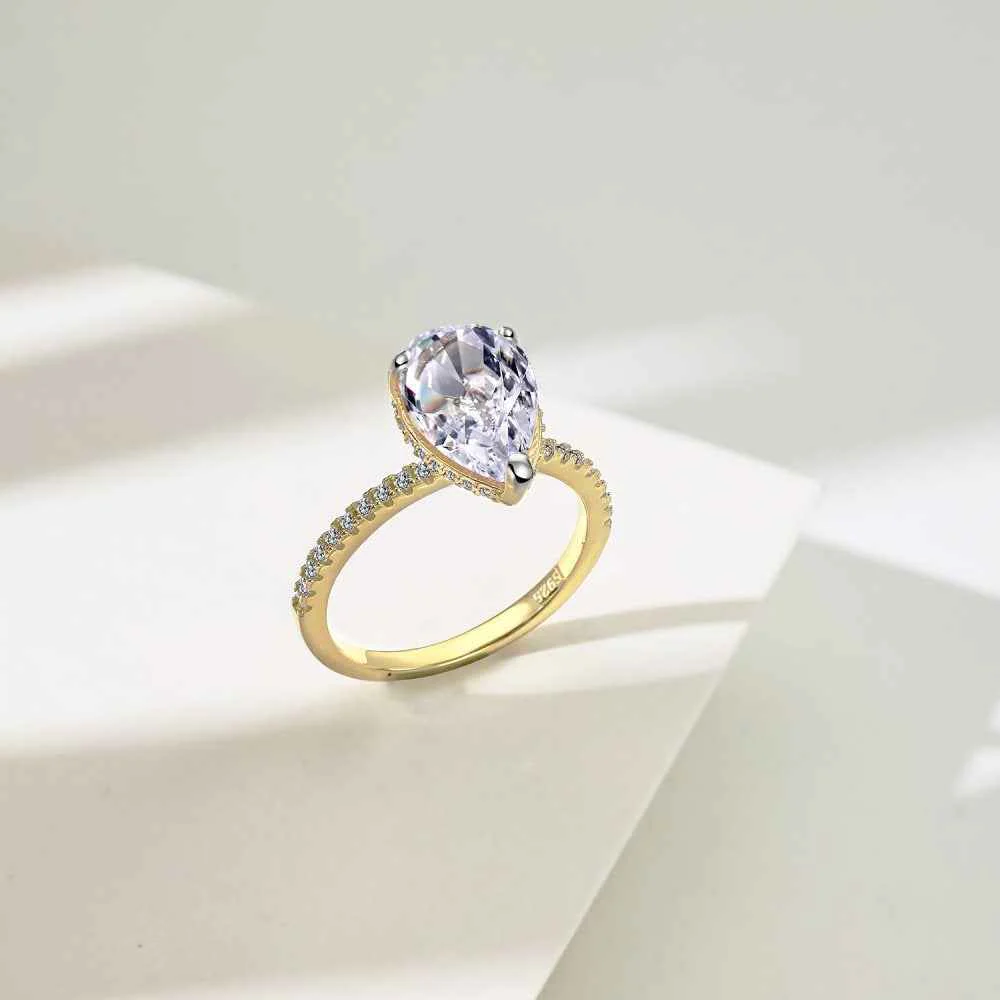 “Frosted Tear” 925 Sterling Silver Ice-Cut Pear Ring - Image 5