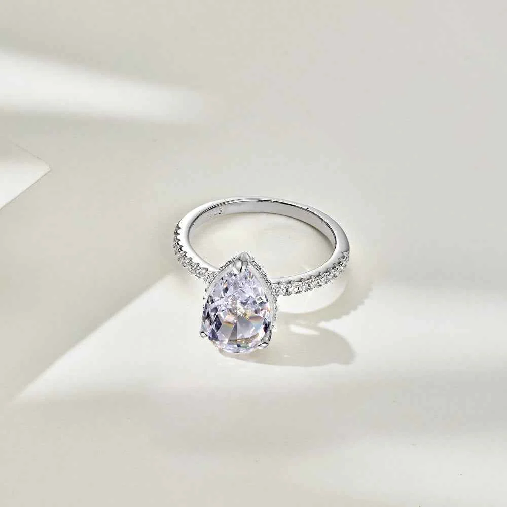 “Frosted Tear” 925 Sterling Silver Ice-Cut Pear Ring - Image 6
