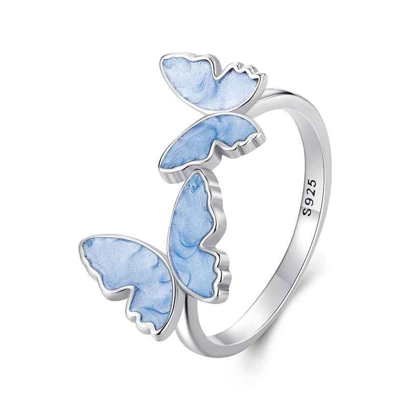 “Frostwing Butterfly” 925 Sterling Silver Blue Enamel Butterfly Jewelry Set - Image 6