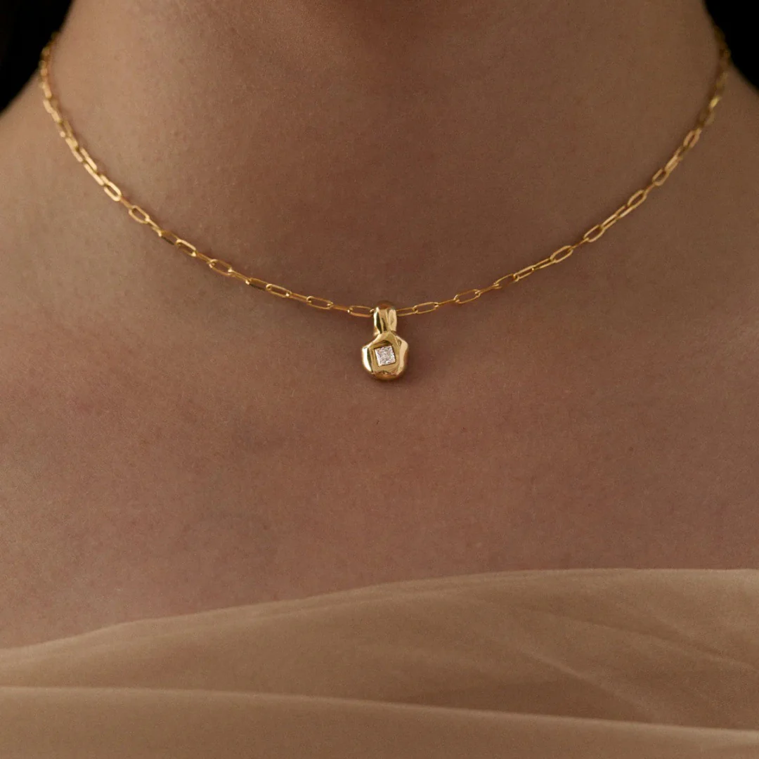 Geo Muse 18K Gold-Plated Brass Zircon Pendant Necklace - Image 2