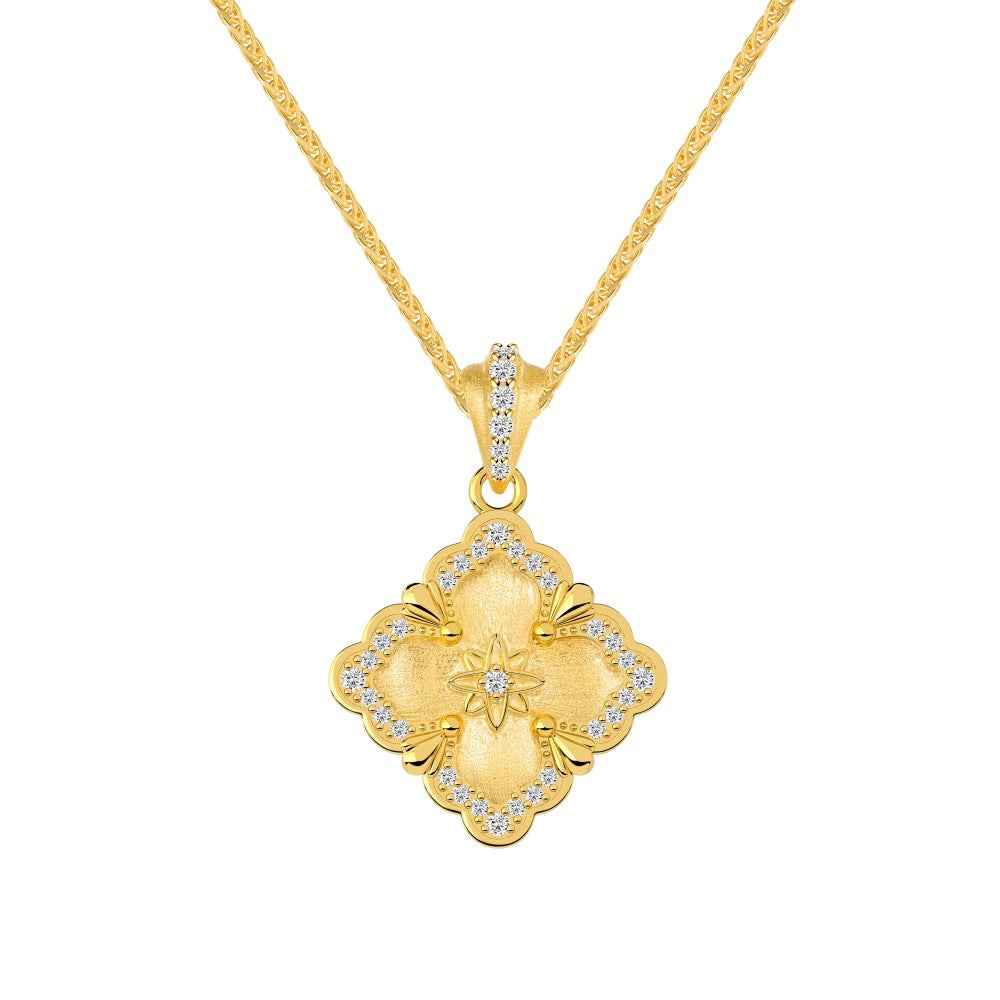 "Gilded Bloom" 925 Sterling Silver Filigree Clover Necklace & Ring Set - Image 6