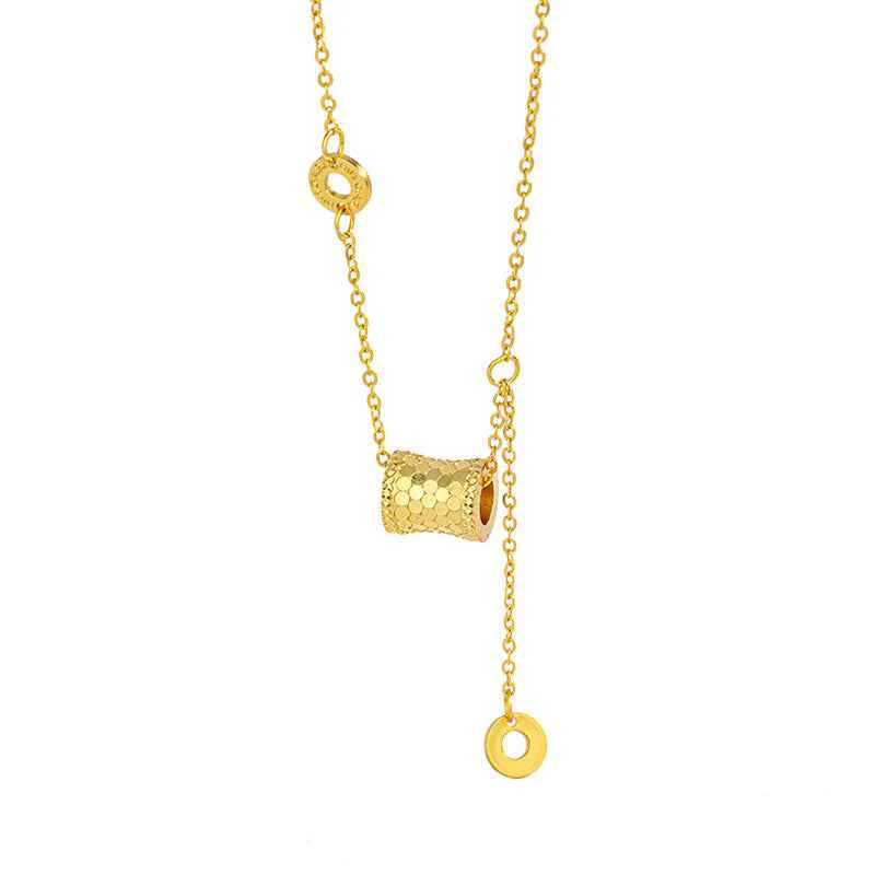 āGilded Curveā 925 Sterling Silver Textured Barrel Pendant Necklace