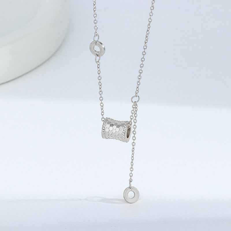 āGilded Curveā 925 Sterling Silver Textured Barrel Pendant Necklace - Image 4