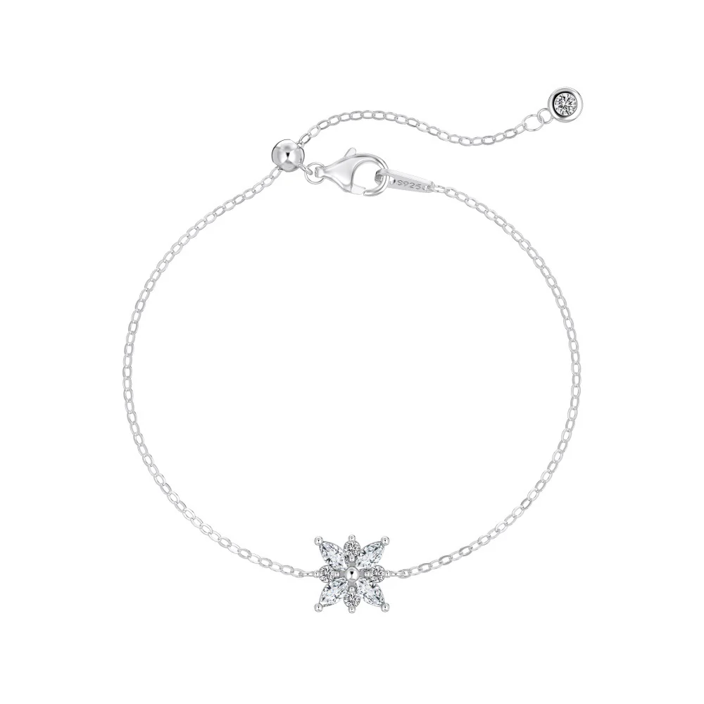 “Glacier Bloom” S925 Sterling Silver Snowflake Crystal Jewelry Set (Necklace, Bracelet & Earrings) - Image 5