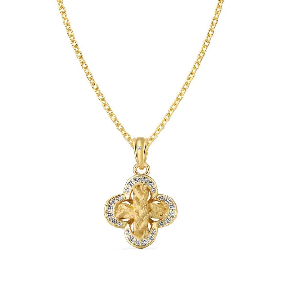 “Golden Clover Grace” 925 Sterling Silver Four-Leaf Clover Necklace & Stud Earrings Set - Image 3