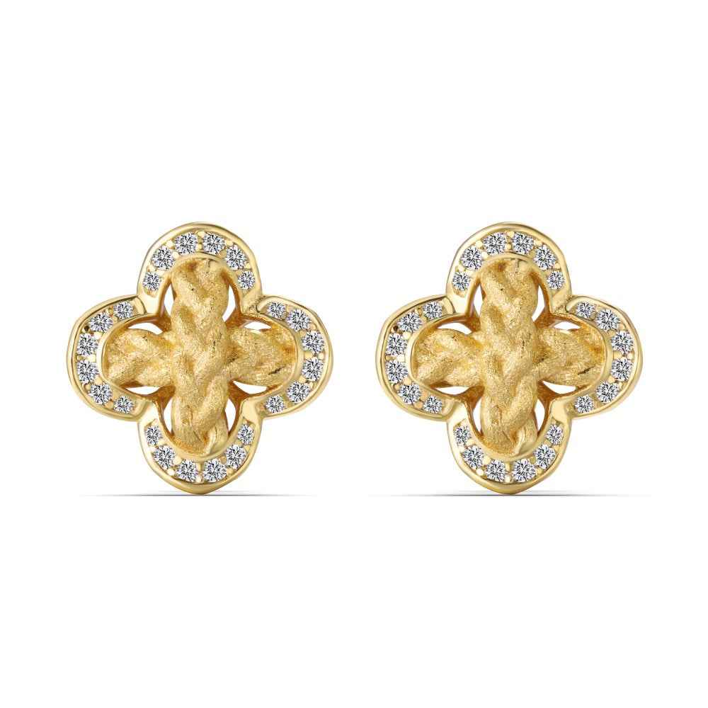 “Golden Clover Grace” 925 Sterling Silver Four-Leaf Clover Necklace & Stud Earrings Set - Image 4