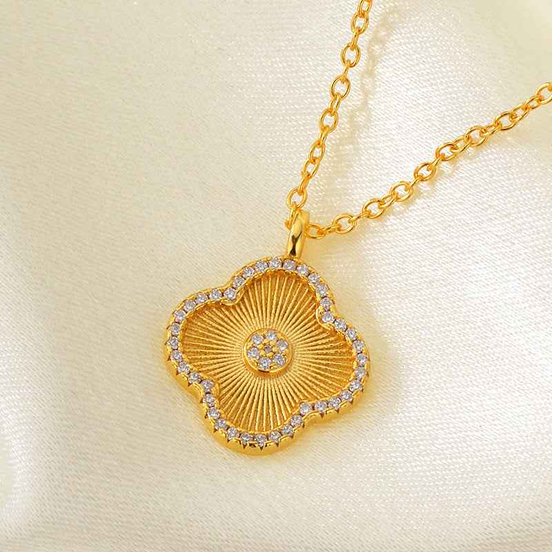 “Golden Clover” S925 Sterling Silver Clover Necklace - Image 3