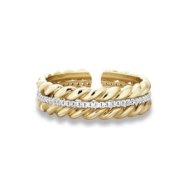 "Golden Harvest" 925 Sterling Silver Wheat-Twist Adjustable Ring