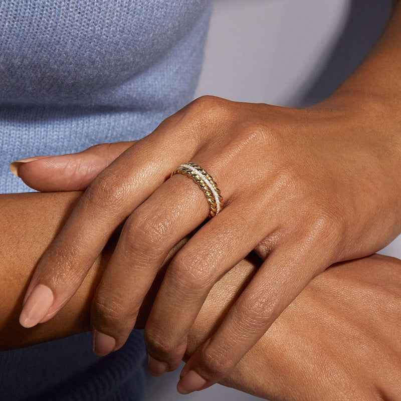 "Golden Harvest" 925 Sterling Silver Wheat-Twist Adjustable Ring - Image 2