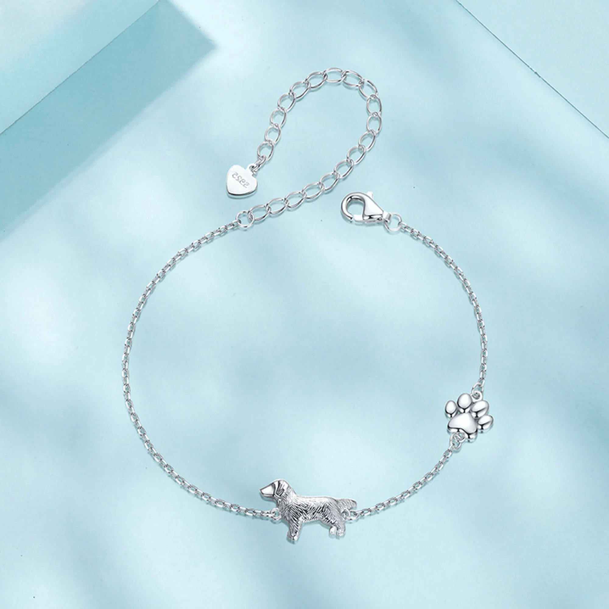 "Golden Retriever Love" 925 Sterling Silver Bracelet - Image 4