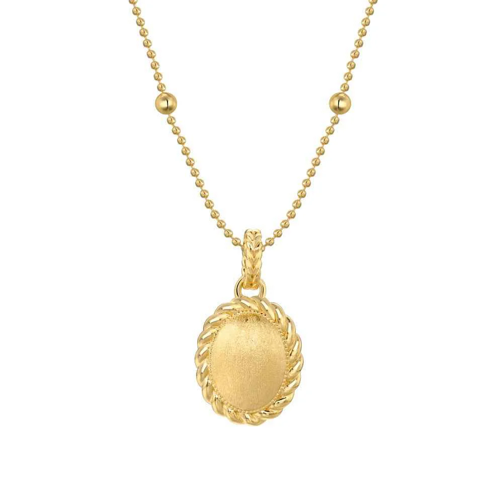 "Golden Weave" 925 Sterling Silver Brushed Oval Necklace & Stud Earring Set - Image 5
