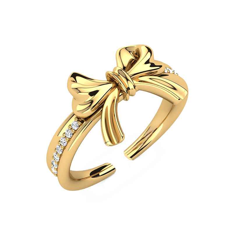 "Grace Bow" 925 Sterling Silver Pavé Ribbon Ring - Image 5