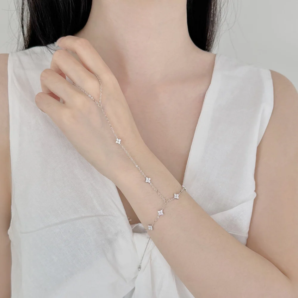 "Grace Link" S925 Sterling Silver Finger-Linked Bracelet - Image 2