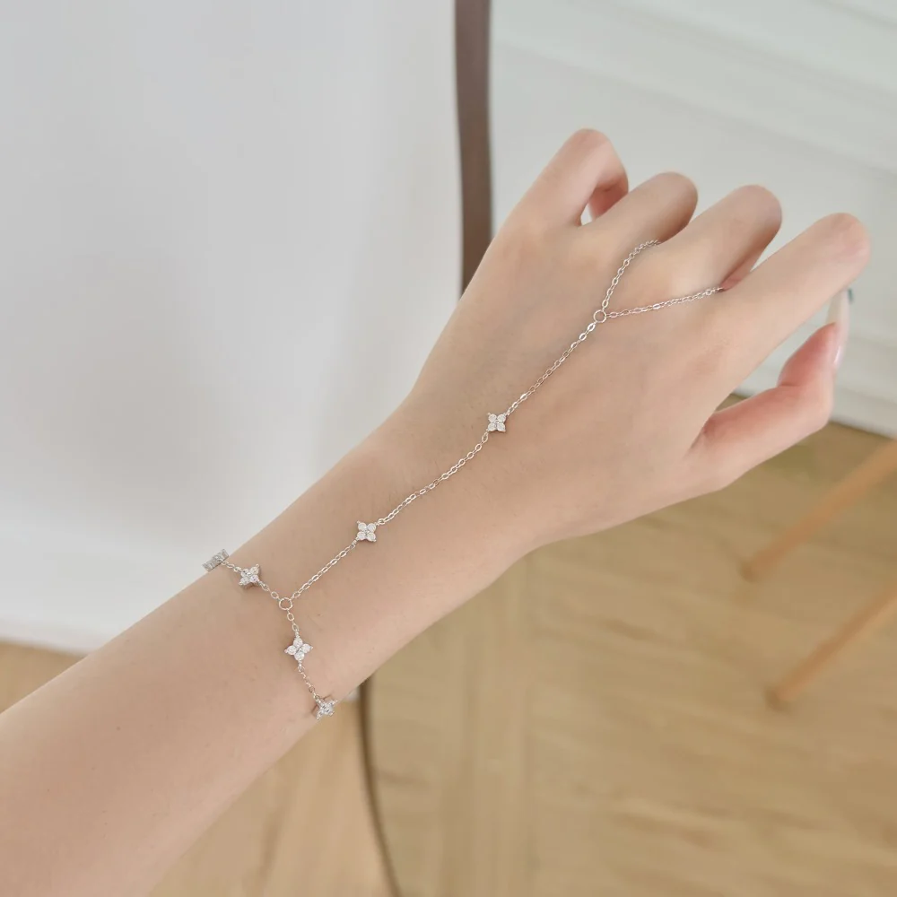 "Grace Link" S925 Sterling Silver Finger-Linked Bracelet - Image 3